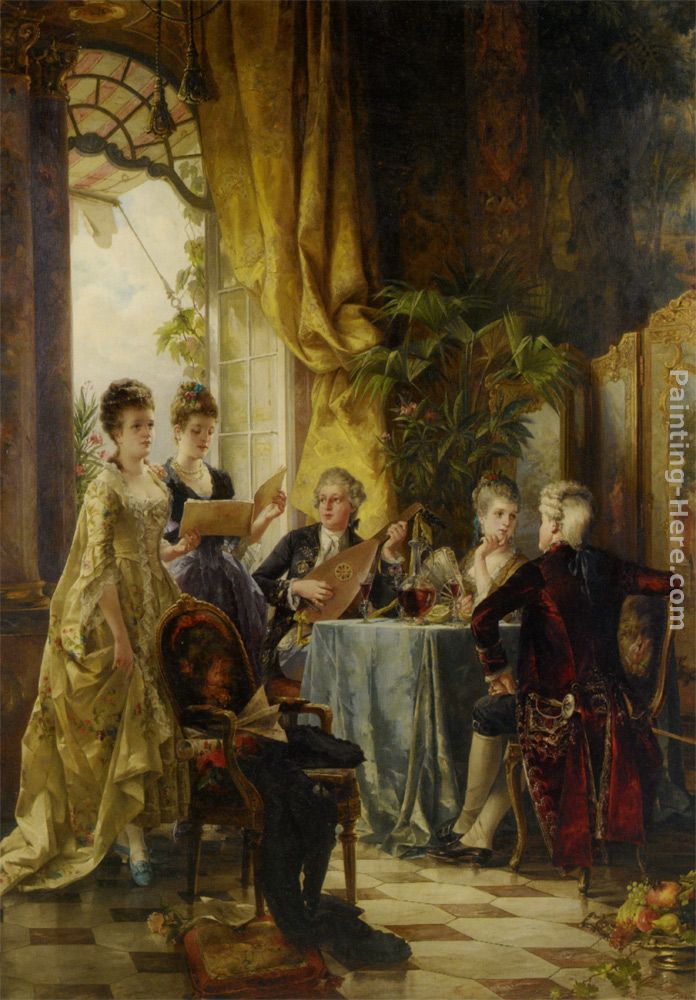 A Musical Evening painting - Carl Herpfer A Musical Evening art painting